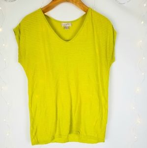 Loft Lime Green Short Sleeve Shirt Medium